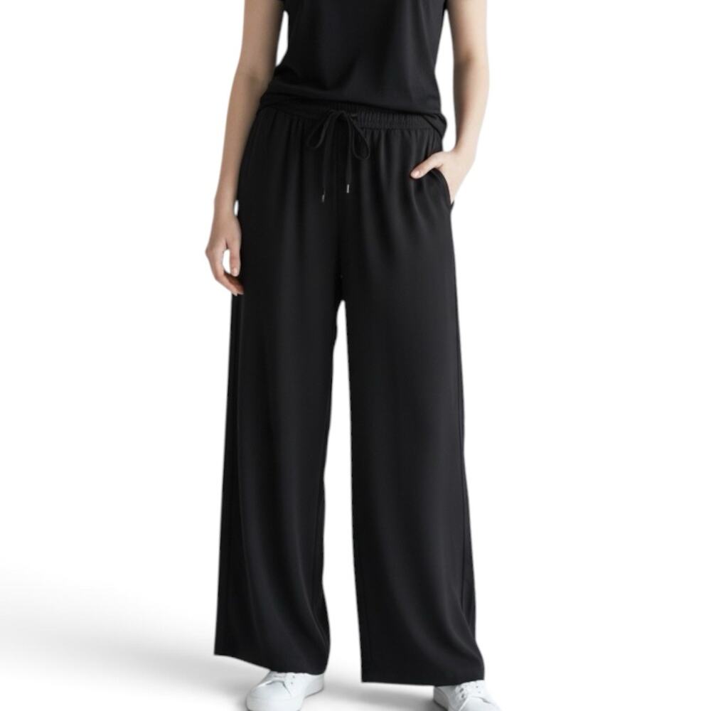NWT Ann Taylor The Pull On Wide Leg Pants Black Size Small